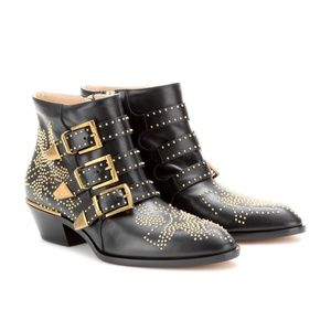 Chloe Susanna Black Leather Booties- Size 37.5